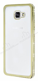Eiroo Glace Samsung Galaxy A7 2016 Tal Gold Kenarl effaf Silikon Klf