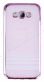 Eiroo Glace Samsung Galaxy A8 Pembe Tal Kenarl effaf Silikon Klf