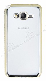 Eiroo Glace Samsung Galaxy Grand Prime / Prime Plus Gold Tal Kenarl effaf Silikon Klf