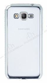 Eiroo Glace Samsung Galaxy Grand Prime / Prime Plus Silver Tal Kenarl effaf Silikon Klf