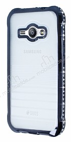 Eiroo Glace Samsung Galaxy J1 Ace Siyah Tal Kenarl effaf Silikon Klf