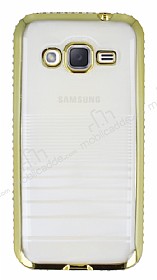 Eiroo Glace Samsung Galaxy J2 Gold Tal Kenarl effaf Silikon Klf