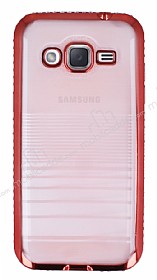 Eiroo Glace Samsung Galaxy J2 Krmz Tal Kenarl effaf Silikon Klf