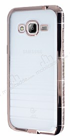 Eiroo Glace Samsung Galaxy J3 2016 Rose Gold Tal Kenarl effaf Silikon Klf