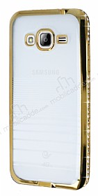 Eiroo Glace Samsung Galaxy J3 2016 Gold Tal Kenarl effaf Silikon Klf