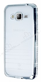 Eiroo Glace Samsung Galaxy J3 2016 Silver Tal Kenarl effaf Silikon Klf