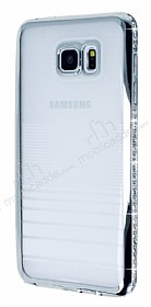 Eiroo Glace Samsung Galaxy Note 5 Silver Tal Kenarl effaf Silikon Klf