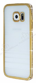 Eiroo Glace Samsung Galaxy S6 Edge Gold Tal Kenarl effaf Silikon Klf