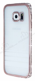 Eiroo Glace Samsung Galaxy S6 Edge Rose Gold Tal Kenarl effaf Silikon Klf