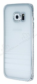 Eiroo Glace Samsung Galaxy S6 Edge Silver Tal Kenarl effaf Silikon Klf