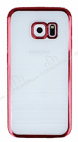 Eiroo Glace Samsung Galaxy S6 Edge Krmz Tal Kenarl effaf Silikon Klf
