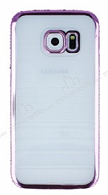 Eiroo Glace Samsung Galaxy S6 Edge Tal Kenarl effaf Pembe Silikon Klf