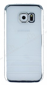 Eiroo Glace Samsung Galaxy S6 Edge Silver Tal Kenarl effaf Silikon Klf