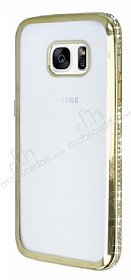 Eiroo Glace Samsung Galaxy S7 Tal Gold Kenarl effaf Silikon Klf