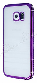Eiroo Glace Samsung i9800 Galaxy S6 Mor Tal Kenarl effaf Silikon Klf