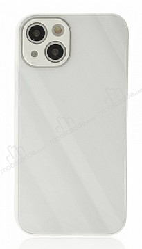Eiroo Glass Series iPhone 13 Kamera Korumal Beyaz Silikon Klf