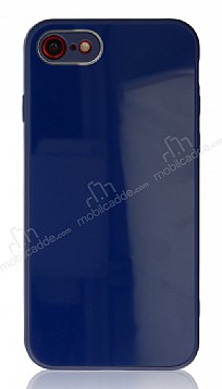 Eiroo Glass Series iPhone SE 2020 Kamera Korumal Lacivert Silikon Klf