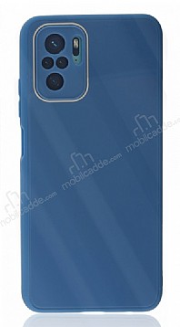 Eiroo Glass Series Xiaomi Poco M5s Kamera Korumalı Mavi Silikon Kılıf