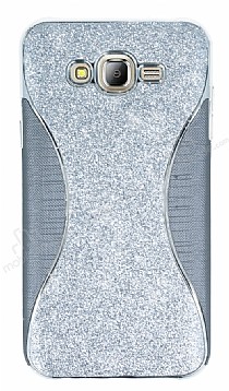 Eiroo Glint Samsung Galaxy J7 Simli Silver Silikon Klf
