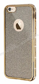 Eiroo Glitter iPhone 6 / 6S Tal Kenarl Gold Silikon Klf