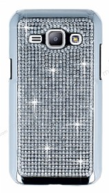 Eiroo Glows Samsung Galaxy J1 Tal Silver Rubber Klf