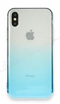 Eiroo Gradient iPhone X / XS Geili Turkuaz Silikon Klf