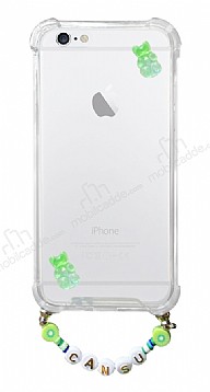 Eiroo Gummy iPhone 6 Plus / 6S Plus Yeil Ayckl Kiiye zel simli effaf Ultra Koruma Klf