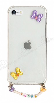 Eiroo Gummy iPhone 6 Plus / 6S Plus Mor Kelebekli Kiiye zel simli effaf Ultra Koruma Klf