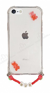 Eiroo Gummy iPhone 6 Plus / 6S Plus Krmz Ayckl Kiiye zel simli effaf Ultra Koruma Klf