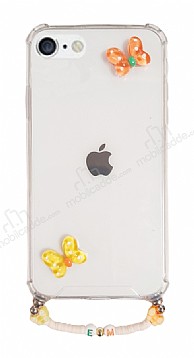 Eiroo Gummy iPhone 6 Plus / 6S Plus Turuncu Kelebekli Kiiye zel Harfli effaf Ultra Koruma Klf