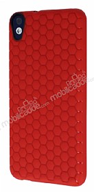 Eiroo Honeycomb HTC Desire 820 Krmz Silikon Klf