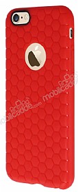 Eiroo Honeycomb iPhone 6 / 6S Krmz Silikon Klf