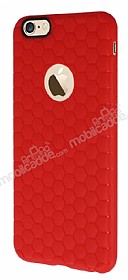 Eiroo Honeycomb iPhone 6 Plus / 6S Plus Krmz Silikon Klf