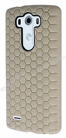 Eiroo Honeycomb LG G3 Krem Silikon Klf