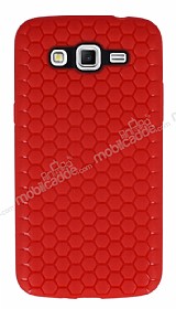 Eiroo Honeycomb Samsung Galaxy Grand 2 Krmz Silikon Klf