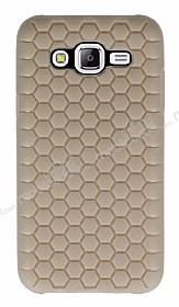 Eiroo Honeycomb Samsung Galaxy J7 Krem Silikon Klf