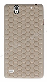 Eiroo Honeycomb Sony Xperia C4 Krem Silikon Klf