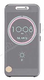 Eiroo HTC 10 Ice View Cover effaf Gri Kapakl Klf