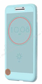 Eiroo HTC 10 Ice View Cover effaf Mavi Kapakl Klf