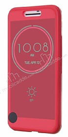 Eiroo HTC 10 Ice View Cover effaf Pembe Kapakl Klf