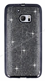 Eiroo HTC 10 Tal Siyah Silikon Klf