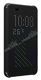 Eiroo HTC Desire 620 Dot View Uyku Modlu nce Yan Kapakl Siyah Klf