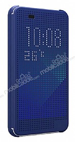 Eiroo HTC Desire 620 Dot View Uyku Modlu nce Yan Kapakl Lacivert Klf