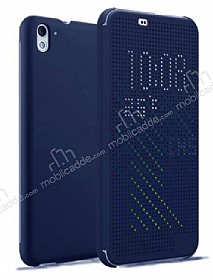 Eiroo HTC Desire 626 Dot View Uyku Modlu nce Yan Kapakl Lacivert Klf