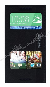 HTC Desire 820 Gizli Mknatsl ift Pencereli Siyah Klf