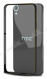 Eiroo HTC Desire 820 Gold izgili Siyah Metal Bumper Klf