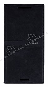 HTC Desire 828 Gizli Mknatsl Yan Kapakl Siyah Deri Klf