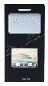 HTC One A9 Gizli Mknatsl ereveli Siyah Deri Klf