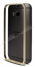 Eiroo HTC One M8 Gold Metal Bumper ereve Klf