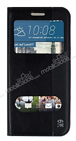HTC One M9 Gizli Mknatsl ift Pencereli Siyah Klf